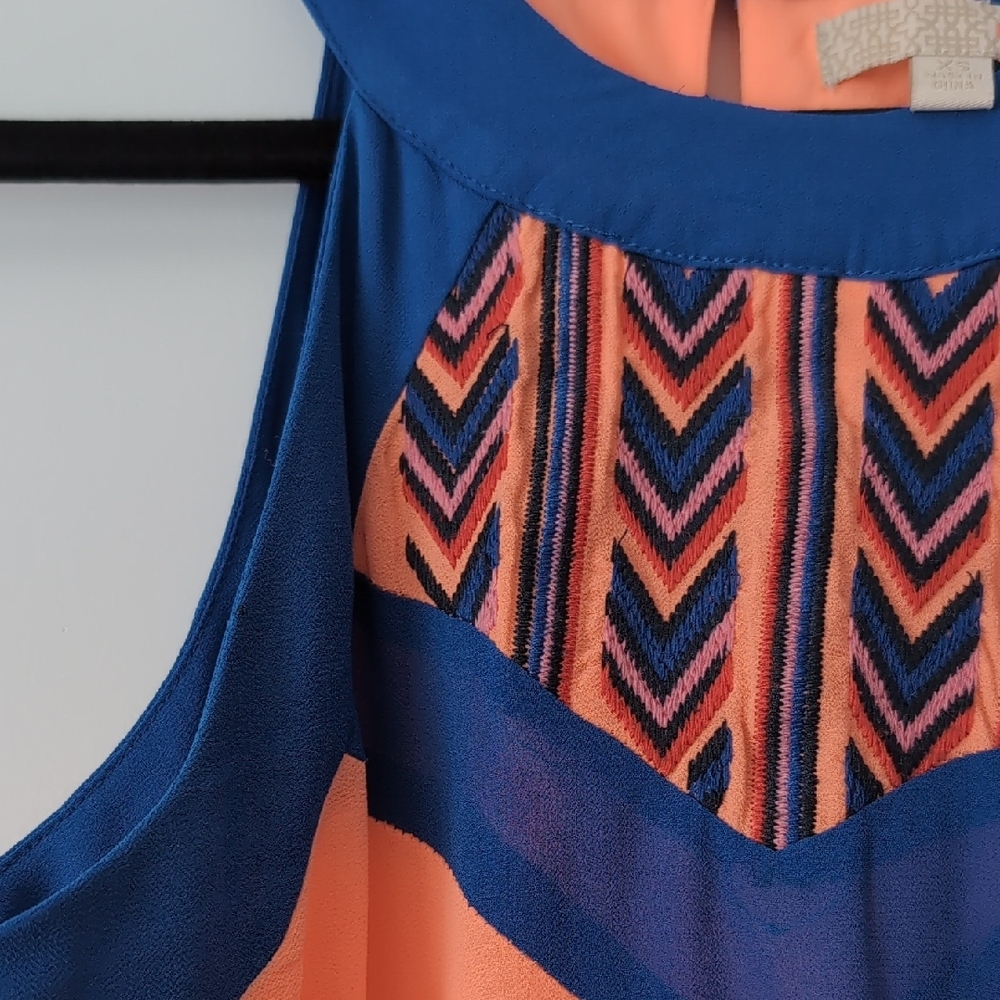 Gianni Bini Vibrant Blue and Coral Dress - Picture 3 of 9
